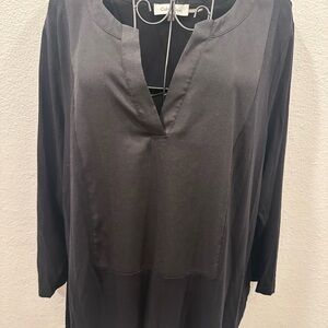 Calvin Klein Black V-Neck Top with Subtle Sheen